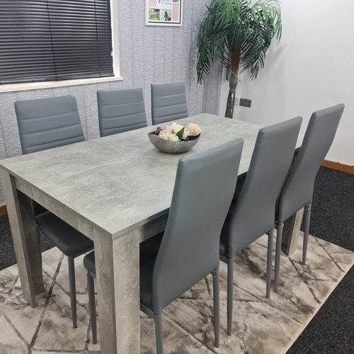 Grey dining table and chairs - dining, 6