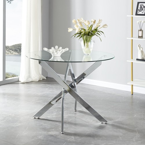 Round glass home kitchen table - glass,