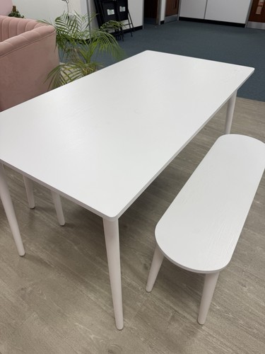 White rectangular dining table - white,