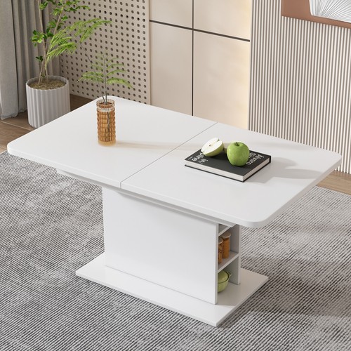 Dining table 110 130cm white - dining, 110-130cm