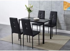 Black Glass Dining Table and 4