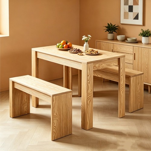 Rustic dining table 2 bench - rustic,